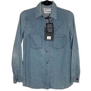 One Teaspoon Denim Button Shirt Chambray Vintage Jean Western Country Size XXS